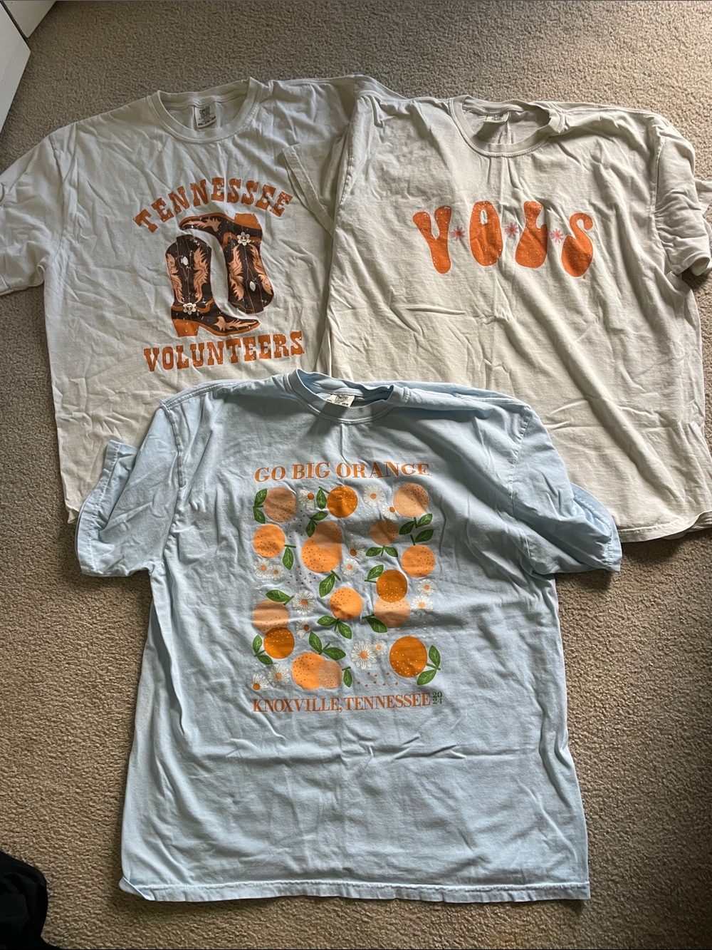 Lot of 3 Tennessee Volunteers Comfort Colors Shirts 2X